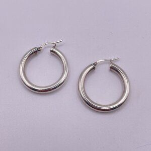 Sterling Silver 925 Classic Hoop Earrings 1.25 Inch Diameter